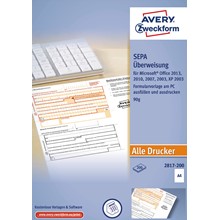 Avery Zweckform SEPA-Überweisung/Zahlschein, DIN A4, weiß