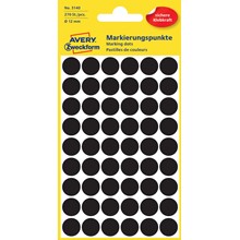 Avery Zweckform Markierungspunkte, 12 mm, 270 Etiketten, schwarz