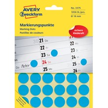 Avery Zweckform Markierungspunkte, 18 mm, 1056 Etiketten, blau