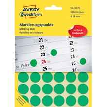 Avery Zweckform Markierungspunkte, 18 mm, 1056 Etiketten, grün