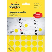 Avery Zweckform Markierungspunkte, 18 mm, 1056 Etiketten, gelb