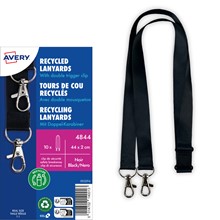 Avery Zweckform Recycling Lanyard mit Doppel-Karabiner, 20 x 440 mm, Schwarz