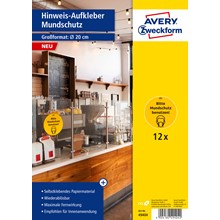 Avery Zweckform Selbstklebende Schilder „Bitte Mundschutz benutzen“, A4 Ø 200 mm, gelb, schwarz