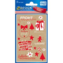 Z-Design Weihnachtssticker, Papier, Xmas Wünsche, braun, rot, weiß