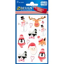 Z-Design Weihnachtssticker, Papier, Tiere, braun, rot, weiß, schwarz