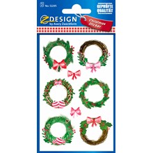 Z-Design Weihnachtssticker, Papier, Beschriftung Kränze, weiß, braun, rot, grün