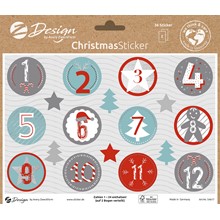 Z-Design Weihnachtssticker, Papier, Adventszahlen, mehrfarbig, 2 Bogen