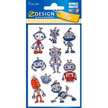 Z-Design Glitter Sticker, Roboter, 9 Aufkleber