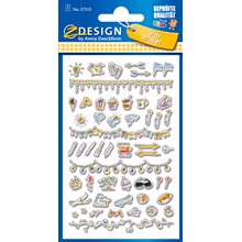 Z-Design Puffy Sticker, 3D Folie, Bullet Journal Icons, bunt
