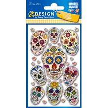 Z-Design Puffy Sticker, 3D Folie, Totenköpfe, bunt