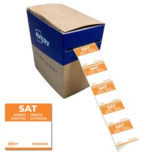 Avery Tages-Etiketten SAT Samstag, 25 x 25 mm, 1.000 Etiketten / 1 Rolle, Orange