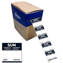 Avery Tages-Etiketten SUN Sonntag, 25 x 25 mm, 1.000 Etiketten / 1 Rolle, Schwarz