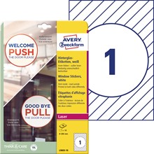 Avery Zweckform Hinterglas-Etiketten, A4 Ø 200 mm, weiß