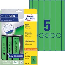Avery Zweckform Ordner-Etiketten 38x297 mm, 20 Bögen, lang, grün, mit ultragrip