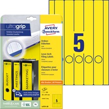 Avery Zweckform Ordner-Etiketten 38x297 mm, 20 Bögen, lang, gelb, mit ultragrip