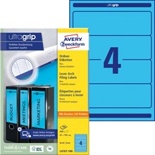 Avery Zweckform Ordner-Etiketten 192x61 mm, 100 Bögen, kurz, blau, mit ultragrip