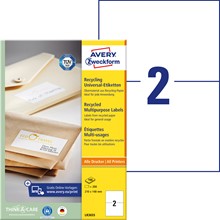 Avery Zweckform Recycling Etiketten 210x148 mm, 100 Bögen