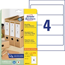 Avery Zweckform Recycling Ordner-Etiketten, 61 x 192 mm, weiß, 25+5 Bögen, mit ultragrip