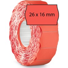 METO Etiketten für Preisauszeichner (26x16 mm, 2-zeilig, 12.000 Stück, permanent haftend) 12 Rollen à 1000 Stück, fluor rot