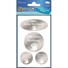 Z-Design Hinweisetikett Keine Werbung silber