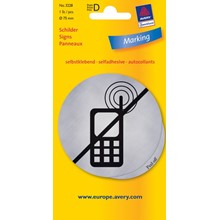 Avery Zweckform Hinweisschild, silber, Kein Handy