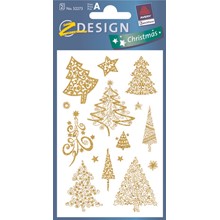 Z-Design Weichnachten Papier Sticker, Bäume, geprägt