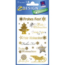 Z-Design Weihnachten Sticker Folie transparent, Schriftzüge, gold/silber