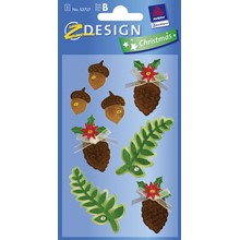 Z-Design Weihnachten Collage Sticker Zapfen Farn