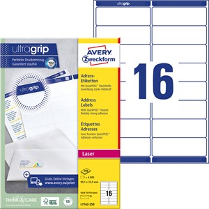 AVERY - 126 transparante zelfklevende adreslabels - Formaat 63,5 x 38,1 mm - Inkjetprinten