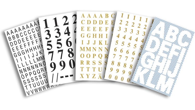 Hochzeits-Sticker - Buchstaben & Zahlen