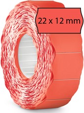 METO Etiketten für Preisauszeichner (22x12 mm, 1-zeilig, 12.000 Stück, permanent haftend) 12 Rollen à 1000 Stück, fluor rot