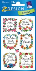Z-Design Blumen-Sticker mit Glimmerstaub Widmung