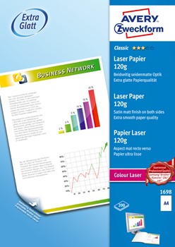 Avery Zweckform 1698, Classic Colour Laser Papier, beidseitig beschichtet, satiniert, A4, 120g, 200 Blatt