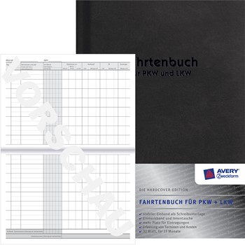 Avery Zweckform 224D, Fahrtenbuch "Design", für Pkw und Lkw, DIN A5, steuerlicher km-Nachweis, mit Jahresabrechnung, 48 Blatt
