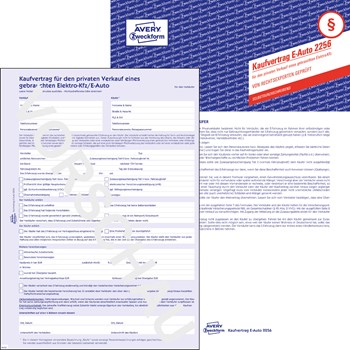 Avery Zweckform 2256, 2256 Kaufvertrag für den privaten Verkauf eines gebrauchten Elektro-Kfz/E-Auto, A4, blau