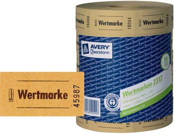 Avery Zweckform 2312-4, Wertmarken, 57 x 30 mm, fortlaufend nummeriert, 4 Rollen je 1000 Bons, gelb