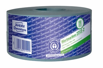 Avery Zweckform 2313-2, Wertmarken, 57 x 30 mm, fortlaufend nummeriert, 2 Rollen je 1000 Bons, blau