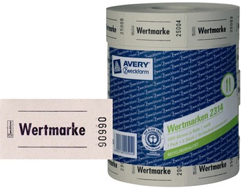 Avery Zweckform 2314-4, Wertmarken, 57 x 30 mm, fortlaufend nummeriert, 4 Rollen je 1000 Bons, weiß