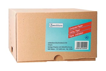 Avery Zweckform 2544, Computer-Papier,  305mm (12") x 240 mm, holzfrei, 4-fach, selbstdurchschreibend, weiß, grün, rosa, gelb, blanko , 500 Blatt