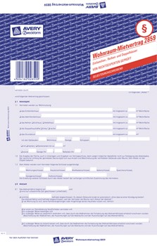 Avery Zweckform 2859, Wohnraum-Mietvertrag für Einfamilienhäuser, Reihenhäuser und Doppelhaushälften 4-seitig mit Durchschlag, selbstdurchschreibend, A4, 1 Stück