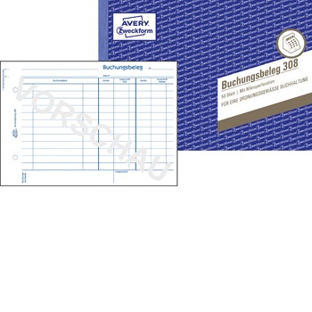 Avery Zweckform 308, Buchungsbeleg ohne Durchschlag mit Mikroperforation, A5 quer, 50 Blatt