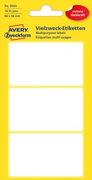 Avery Zweckform 3084, Vielzwecketikett 66x38mm weiß, 18 Etiketten