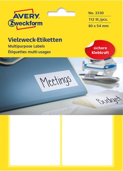 Avery Zweckform 3330, Vielzweck-Etiketten 80x54 mm, 112 Etiketten