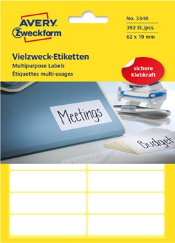Avery Zweckform 3340, Vielzweck-Etiketten 62x19 mm, 392 Etiketten