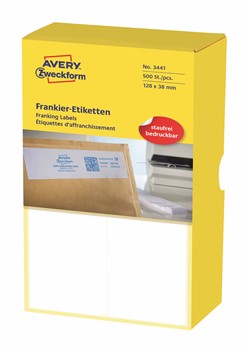 Avery Zweckform 3441, Frankier-Doppel-Etiketten 128x38 mm, 500 Etiketten, universell einsetzbar