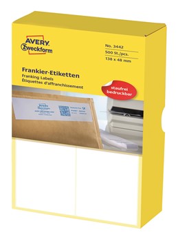 Avery Zweckform 3442, Frankier-Doppel-Etiketten 138x48 mm, 500 Etiketten, universell einsetzbar