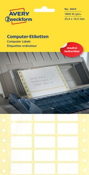 Avery Zweckform 3604, Endlos-Computeretiketten 25x14 mm, 1800 Etiketten, 3-bahnig