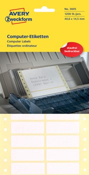 Avery Zweckform 3605, Endlos-Computeretiketten 40x14 mm, 1200 Etiketten, 2-bahnig