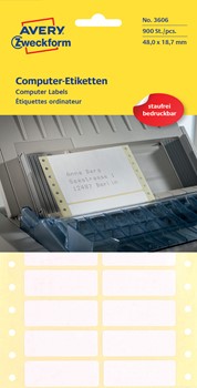 Avery Zweckform 3606, Endlos-Computeretiketten 48x19 mm, 900 Etiketten, 2-bahnig