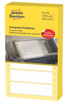 Avery Zweckform 3610, Endlos-Computeretiketten 88,9x23 mm, 2000 Etiketten, 1-bahnig